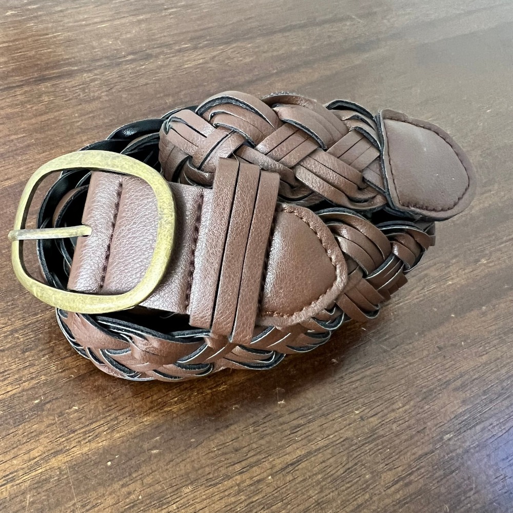 Brown Faux Leather Braided Belt 1.5 Inch Wide Boho Capsule Wardrobe Accessory